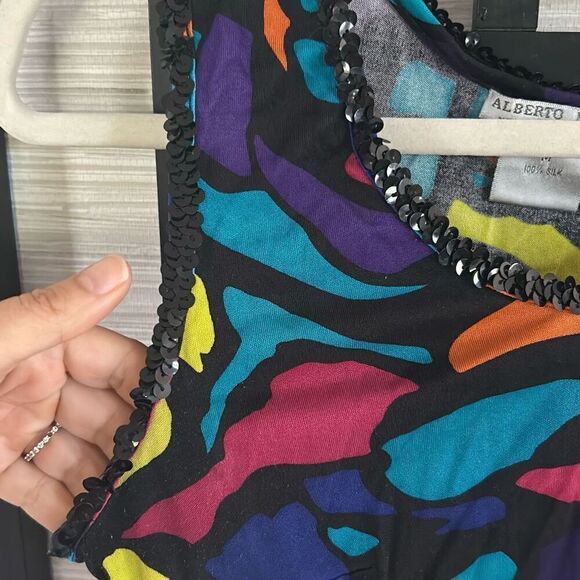 Alberto Malaki vintage 100% silk top tank 80s 90s size M - Picture 3 of 4